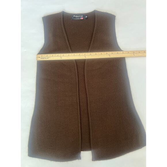 ALPACA IN STYLE WOMENS SWEATER VEST OPEN NO BUTTON OR ZIPPER BROWN SIZE SMALL - Picture 7 of 7